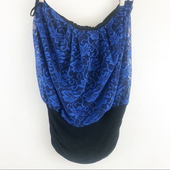 Janette Plus strapless Blue Lace Ruched side size 1XL - Picture 1 of 6